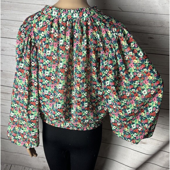 Rachel Zoe Blouse Semi-Sheer Colorful Floral Print - Picture 9 of 14